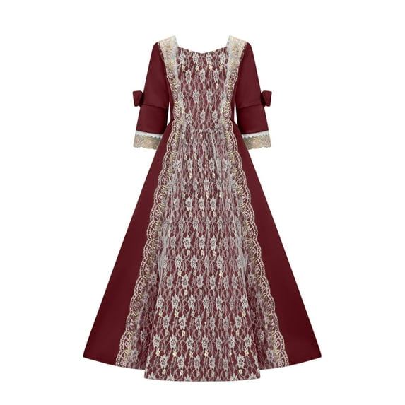 Lorytime A Line Dress for Women Formal Plus size Maxi 50s Gown Square Neck Vintage Dresses 3/4 Sleeves Party Dresses