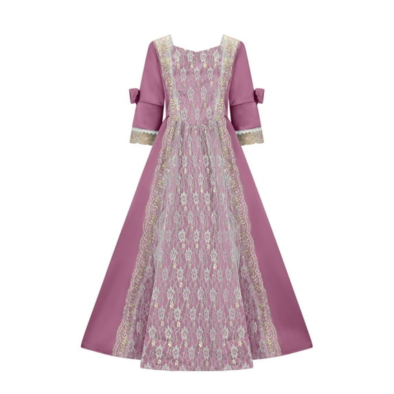 Lorytime A Line Dress for Women Formal Plus size Maxi 50s Gown Square Neck Vintage Dresses 3/4 Sleeves Party Dresses