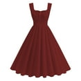 thumbnail image 1 of Lorytime A Line Dress for Women Midi Vintage Gown Crew Neck Cocktail Dresses Wide Strap Short Sleeve Party Dress, 1 of 9