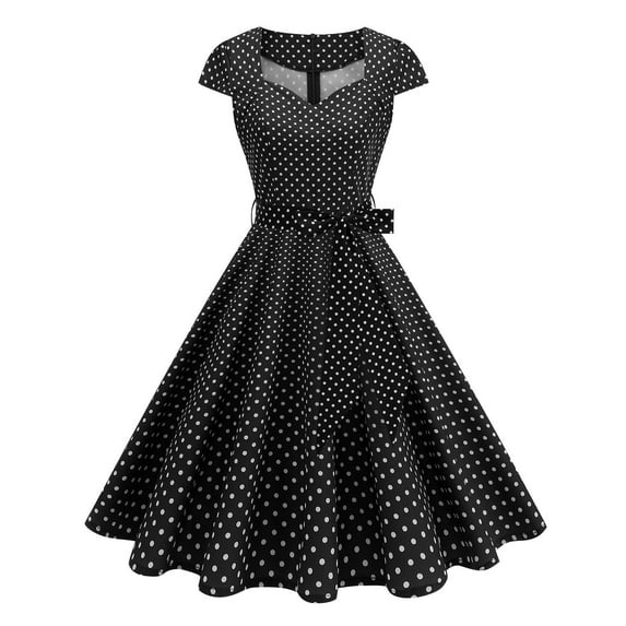 Lorytime A Line Wedding Guest Dress for Women Belt Midi Evening Gown V Neck Vintage Dresses Short Sleeve Party Dresses