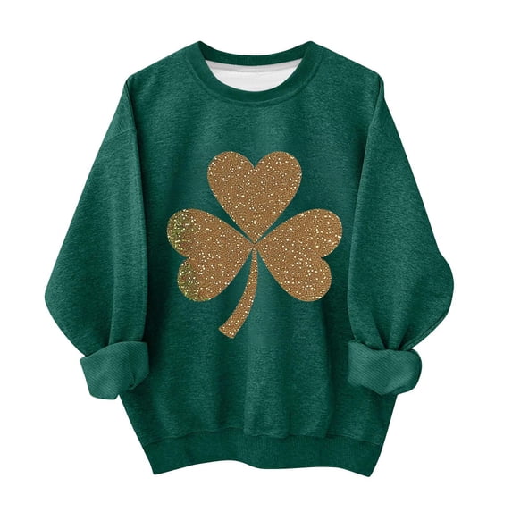 Lorytime Between Sweatshirts 1-13 Girls Trendy St. Patricks Day Long Sleeve Crewneck Tops Patterned Pullover Outerfits