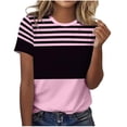 thumbnail image 1 of Lorytime Black and White Striped Shirt Women Short Sleeve Shirts Crew Neck Casual Trendy Tee Loose Basic Clothes 2XL, 1 of 6