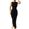 thumbnail image 1 of Lorytime Bodycon Dress for Women Midi Sheath Gown Split Crew Neck Cocktail Dresses Backless Sleeveless Party Dresses, 1 of 8