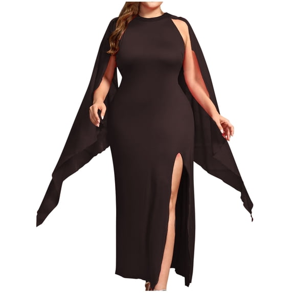 Lorytime Bodycon Dress for Women Plus Size Midi Bodycon Gown Split Crew Neck Cocktail Dresses Sleeveless Party Dress