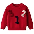 thumbnail image 1 of Lorytime Boys Sweater Long Sleeve Kids Cotton Numbers Knitted Pullover Crewneck Winter Tops Soild Knitwear 6 Months, 1 of 6