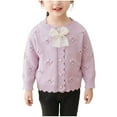 thumbnail image 1 of Lorytime Cardigan for Girls with Bows Bow Ruffle Collar Knitted Sweater Buttons Crewneck Long Sleeve Tops Winter Knitwear, 1 of 6