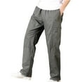 thumbnail image 1 of Lorytime Cargo Pants Men Cotton Straight Leg Pants Button Zipper Full Length Outdoors Trousers with Pockets Outfits, 1 of 8