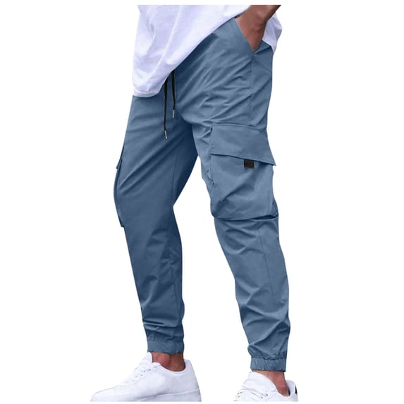 Lorytime Cargo Pants for Men Drawstring Elastic Waist Joggers Full Length Hiking Trousers with Pockets Outfits