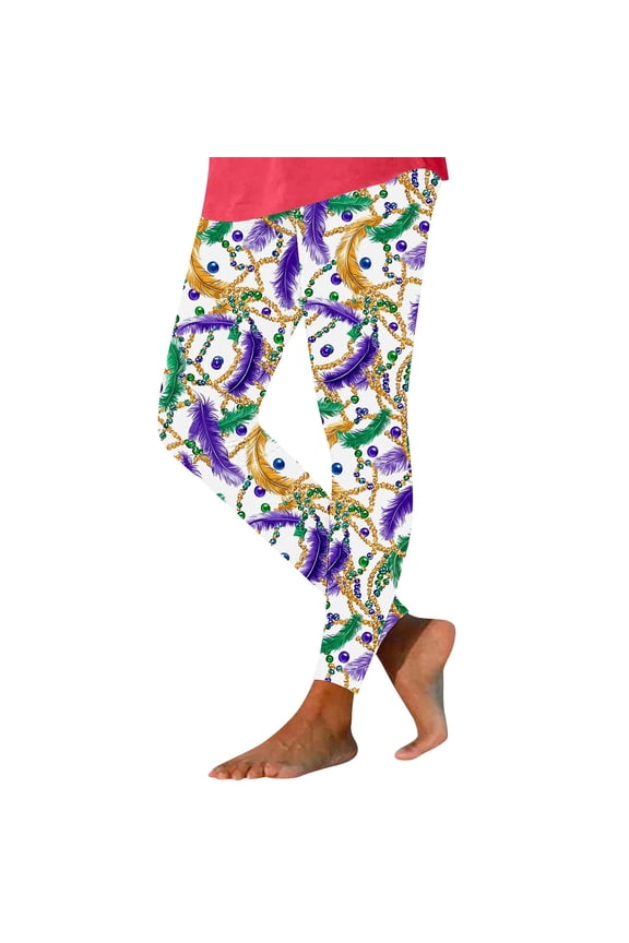 Carnival Leggings for Women Star Mardi Gras Trousers Stretchy Butt Lifting Hoilday Tights Pants Sports Outwear