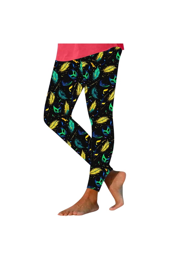 Carnival Leggings for Women Star Mardi Gras Trousers Stretchy Butt Lifting Hoilday Tights Pants Sports Outwear