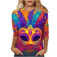 thumbnail image 1 of Lorytime Carnival Oversized T Shirts for Women Pattern Tuesday Tee Pullover 3/4 Sleeve Mardi Gras Tops Crewneck Clothes, 1 of 5