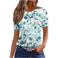 thumbnail image 1 of Lorytime Casual Shirts for Women Short Sleeve Shirt Crew Neck Casual Summer Tops Floral Loose Basic Outfit White L, 1 of 5