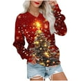 thumbnail image 1 of Lorytime Christian Hoodies for Women Christmas Tree Sweatshirt V Neck Long Sleeve Pullover with Pocket Drop Shoulder Tops, 1 of 6