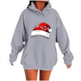 thumbnail image 1 of Lorytime Christmas Fleece Hoodies for Women Santa Hat Print Sweatshirt Long Sleeve Pullover with Pocket Tops for Festive, 1 of 4