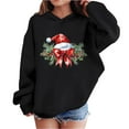 thumbnail image 1 of Lorytime Christmas Hoodies for Boys Girls Santa Hat Bow Sweatshirt Long Sleeve Pullover Drop Shoulder Festive Tops, 1 of 4
