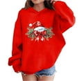 thumbnail image 1 of Lorytime Christmas Hoodies for Boys Girls Santa Hat Bow Sweatshirt Long Sleeve Pullover Drop Shoulder Festive Tops, 1 of 4