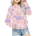 thumbnail image 1 of Lorytime Christmas Hoodies for Girls Boys Dinosaur Sweatshirt Long Sleeve Pullover Drop Shoulder Soft Tops Pink 11 Years, 1 of 9