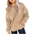 thumbnail image 1 of Lorytime Christmas Hoodies for Girls Boys Printed Sweatshirt Long Sleeve Tops with Pocket Drop Shoulder Pullover Brown 110, 1 of 5