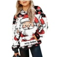 thumbnail image 1 of Lorytime Christmas Hoodies for Girls with Fleece Boys Santa Claus Sweatshirt Crew Neck Long Sleeve Pullover Tops 5-6Years, 1 of 5