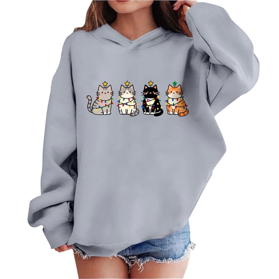 Lorytime Christmas Hoodies for Kids Boys Girls Printed Sweatshirt Long Sleeve Pullover Drop Shoulder Cute Tops 11 Years