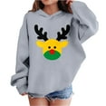 thumbnail image 1 of Lorytime Christmas Hoodies for Kids Boys Girls Reindeer Sweatshirt Long Sleeve Pullover Drop Shoulder Soft Tops Gray, 1 of 4
