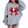 thumbnail image 1 of Lorytime Christmas Hoodies for Teen Girls Unisex Bow Sweatshirt Long Sleeve Pullover Drop Shoulder Festive Tops Gray, 1 of 4