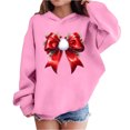 thumbnail image 1 of Lorytime Christmas Hoodies for Teen Girls Unisex Bow Sweatshirt Long Sleeve Pullover Drop Shoulder Festive Tops Pink, 1 of 4