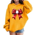 thumbnail image 1 of Lorytime Christmas Hoodies for Teen Girls Unisex Bow Sweatshirt Long Sleeve Pullover Drop Shoulder Festive Tops Yellow, 1 of 4