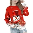 thumbnail image 1 of Lorytime Christmas Kids Sweatshirt Boys Unisex Snowman Shirt Crew Neck Long Sleeve Pullover Drop Shoulder Cute Tops Red, 1 of 7