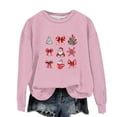 thumbnail image 1 of Lorytime Christmas Kids Sweatshirt for Toddler Girl Boys Bow Printed Shirt Crew Neck Long Sleeve Pullover Festive Tops Pink, 1 of 3