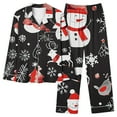 thumbnail image 1 of Lorytime Christmas Pajamas Set for Women Snowman Long Sleeved Collared Tops Elastic Waist Pants Festive Sleepwear, 1 of 4
