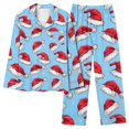 thumbnail image 1 of Lorytime Christmas Pajamas Sets for Women Santa Hat Long Sleeved Collared Tops Elastic Waist Pants Holiday Sleepwear, 1 of 5