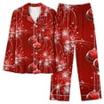 thumbnail image 1 of Lorytime Christmas Pjs Sets for Women Candy Long Sleeved Collared Tops Elastic Waist Pants Holiday Sleepwear Gift, 1 of 5