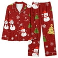 thumbnail image 1 of Lorytime Christmas Pjs Women Set Snowman Long Sleeved Collared Tops Elastic Waist Pants Festive Loungewear Gift, 1 of 4