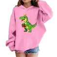 thumbnail image 1 of Lorytime Christmas Sweater for Kids Girls Boys Dinosaur Hoodies Long Sleeve Tops Drop Shoulder Cute Pullover Pink 4 Years, 1 of 4