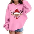 thumbnail image 1 of Lorytime Christmas Sweater for Kids Girls Boys Reindeer Hoodies Long Sleeve Pullover Drop Shoulder Cute Tops Pink 13 Years, 1 of 4