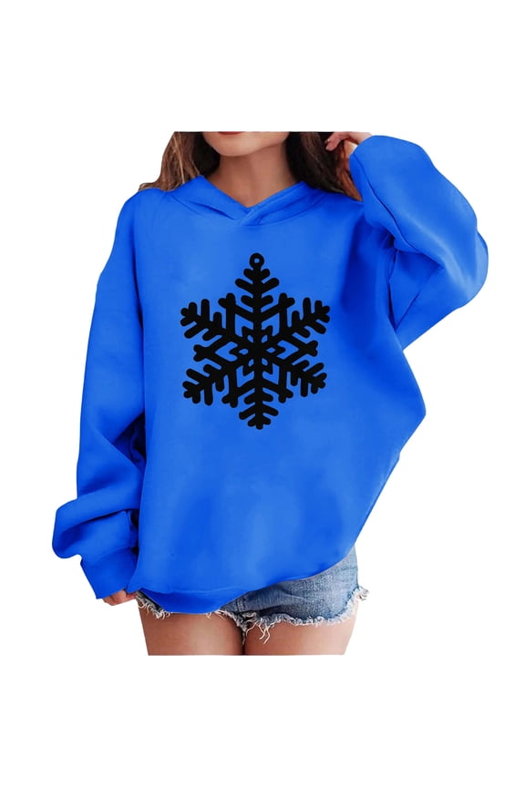 Christmas Sweaters for Kids Girls Boys Snowflakes Hoodies Long Sleeve Pullover Drop Shoulder Soft Tops Blue