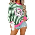 thumbnail image 1 of Lorytime Christmas Sweatshirt for Women Crewneck Santa Claus Stripes Shirt Long Sleeve Pullover Drop Shoulder Tops, 1 of 5