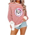 thumbnail image 1 of Lorytime Christmas Sweatshirt for Women Crewneck Santa Claus Stripes Shirt Long Sleeve Pullover Drop Shoulder Tops, 1 of 5