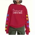 thumbnail image 1 of Lorytime Christmas Womens Crewneck Sweatshirt Fall Letters Print Fleece Shirt Long Sleeve Pullover Tops for Holiday, 1 of 9