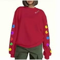 thumbnail image 1 of Lorytime Christmas Womens Crewneck Sweatshirt Oversized Letters Print Fleece Shirt Long Sleeve Pullover Warm Tops, 1 of 9