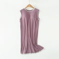 thumbnail image 1 of Lorytime Comfortable Womens Pajamas Dresses Midi Sleeveless Nightgowns Crewneck Padded Solid Nightshirts Pajamas Dress Tank Racerback Sleepdress Soft Lounge Nightdress Purple L, 1 of 9