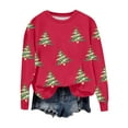 thumbnail image 1 of Lorytime Crew Neck Sweatshirts Women Christmas Tree Print Shirt Long Sleeve Pullover Drop Shoulder Tops for Holiday, 1 of 5