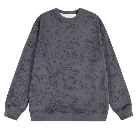 Lorytime Crewneck Sweatshirt Men Color Block Pullover Long Sleeve Drop Shoulder Tops Loose Outerwear Gray M