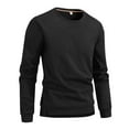 thumbnail image 1 of Lorytime Crewneck Sweatshirt Men Tight Solid Breathable Pullover Long Sleeve Tops Fashionable Outerwear Black 2XL, 1 of 5