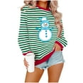 thumbnail image 1 of Lorytime Crewneck Sweatshirts Women Christmas Snowman Stripes Print Shirt Long Sleeve Pullover Drop Shoulder Tops, 1 of 5