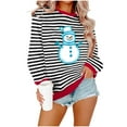 thumbnail image 1 of Lorytime Crewneck Sweatshirts Women Christmas Snowman Stripes Print Shirt Long Sleeve Pullover Drop Shoulder Tops, 1 of 4
