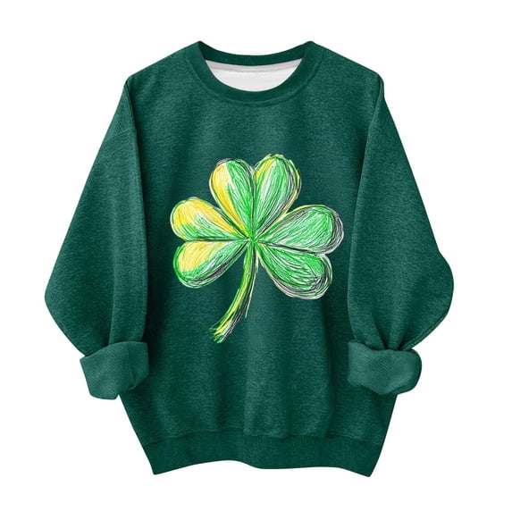 Lorytime Cute Sweatshirts for Teen Girls Trendy St. Patricks Day Long Sleeve Crewneck Tops Patterned Pullover Outerfits