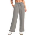 thumbnail image 1 of Lorytime Dress Pants Women Straight Leg Elastic Waist Trousers Drawstring Split UPF 50+ Pants with Pockets Work Clothes, 1 of 8