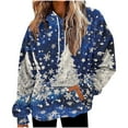 thumbnail image 1 of Lorytime Fleece Hoodies for Women Christmas Tree Print Sweatshirt Long Sleeve Pullover with Pocket Loose Tops, 1 of 6